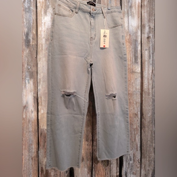 NWT Women Straight Ankle Jeans Casual Loose High Waist Denim Pants Lt Blue Large - Picture 10 of 12